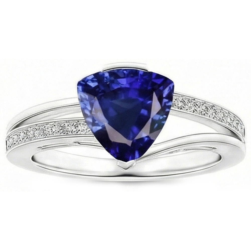 Trilliant Cut Sapphire Jewelry Natural Earth Mined Diamond Ring