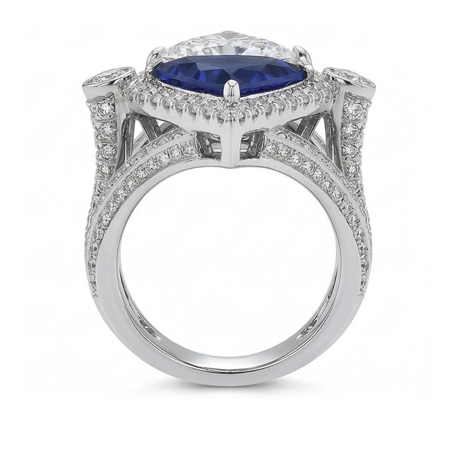 Trilliant IGI CERTIFIED Diamond Sapphire Cocktail Ring