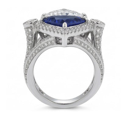 Trilliant IGI CERTIFIED Diamond Sapphire Cocktail Ring