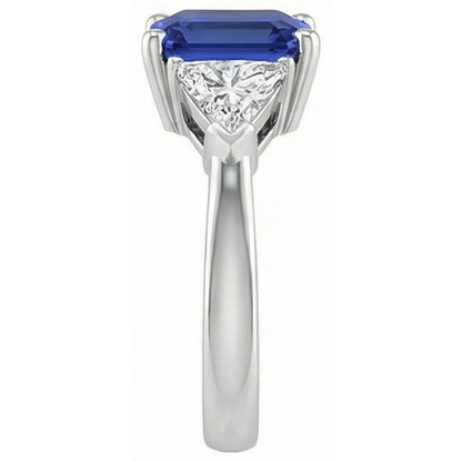 Trilliant Natural Earth Mined Diamond Sapphire Asscher Cut Ring