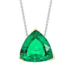 Natural Real ( Not Lab Grown ) Trilliant Colombian Green Emerald GIA Pendant With Chain