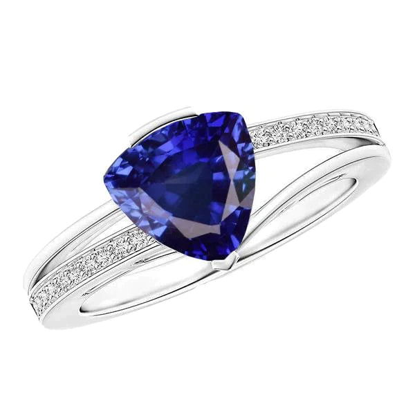 Trilliant Cut Sapphire Jewelry Diamond Ring 