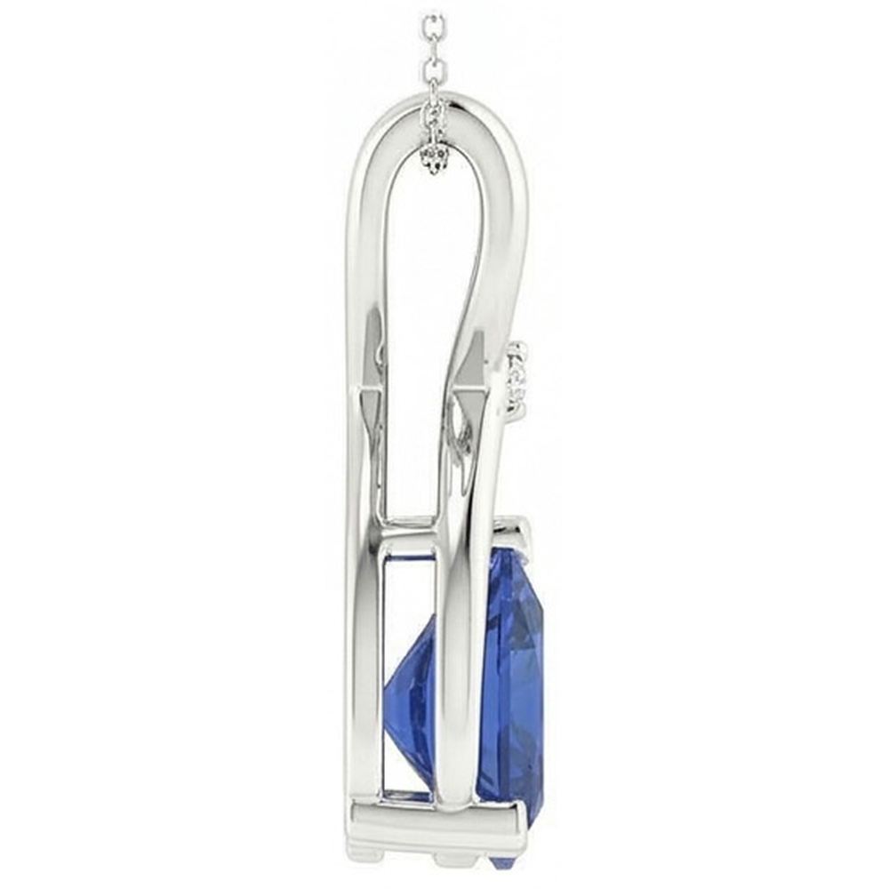 Trillion Blue Sapphire & IGI CERTIFIED Diamond Pendant With Chain V Prong 2.75 Carats