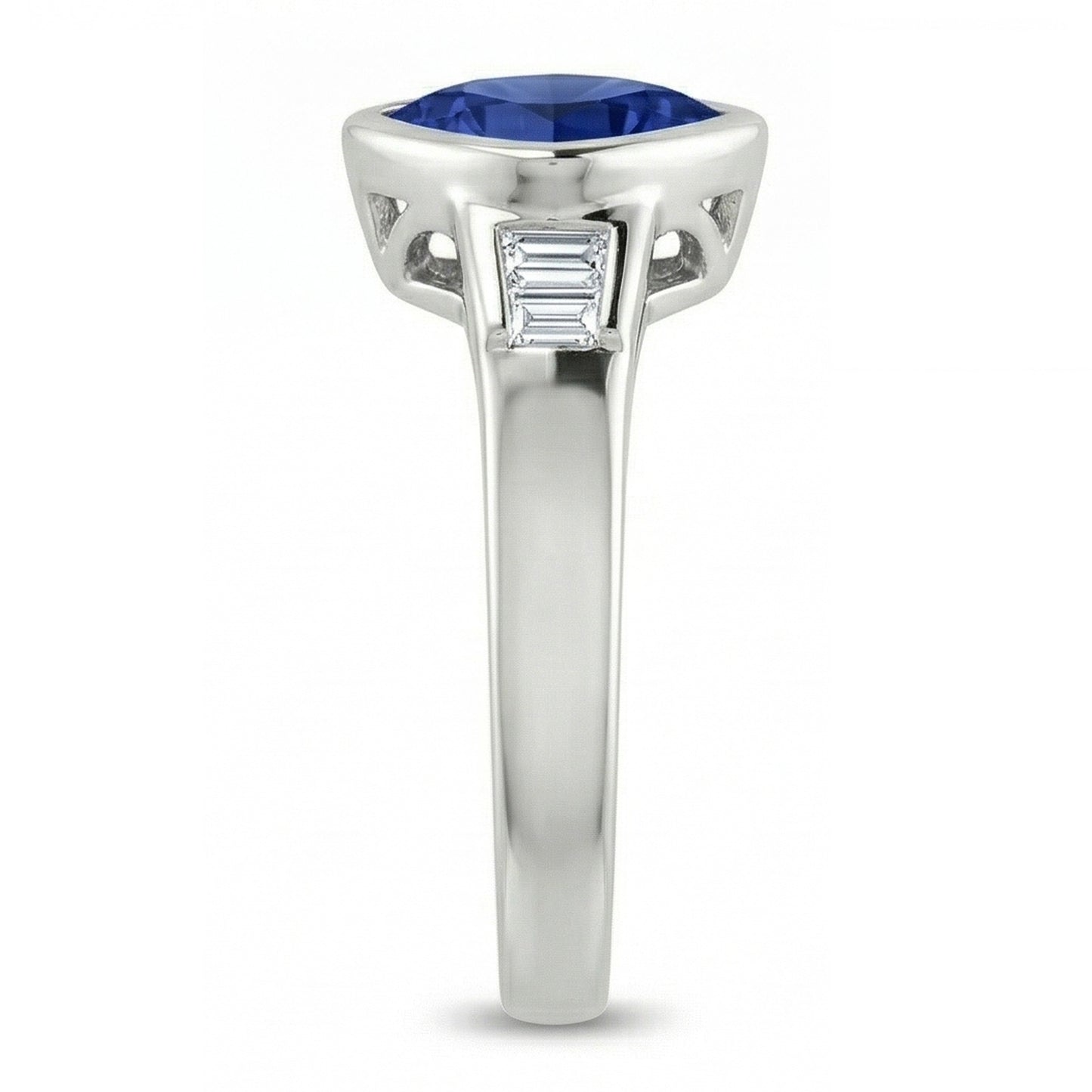 Trillion Ceylon Blue Sapphire Natural Earth Mined Diamonds Engagement Ring 1.25 Ct New