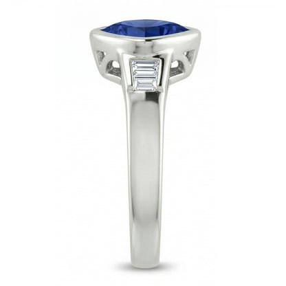 Trillion Ceylon Blue Sapphire Natural Earth Mined Diamonds Engagement Ring 1.25 Ct New