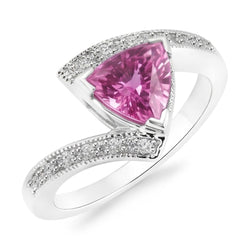 Trillion Cut Pink Sapphire Natural Earth Mined Diamond Ring White Gold Jewelry 1.25 Ct
