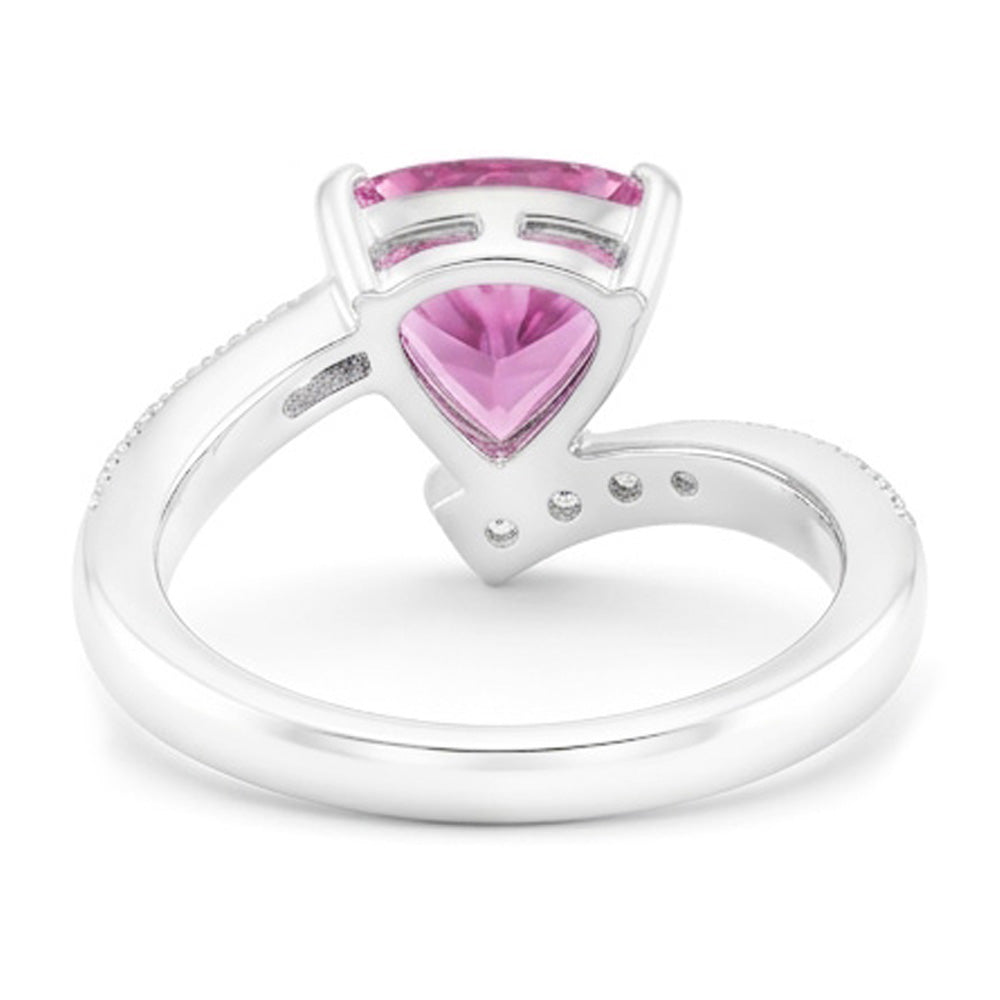 Trillion Cut Pink Sapphire Natural Earth Mined Diamond Ring White Gold Jewelry 1.25 Ct