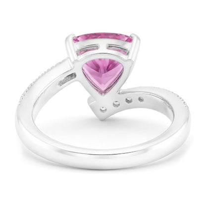 Trillion Cut Pink Sapphire Natural Earth Mined Diamond Ring White Gold Jewelry 1.25 Ct