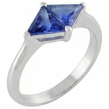 Natural Real ( Not Lab Grown )  Trillion Cut Sapphire Gemstone Ring 2 Carats Ladies Jewelry Gold