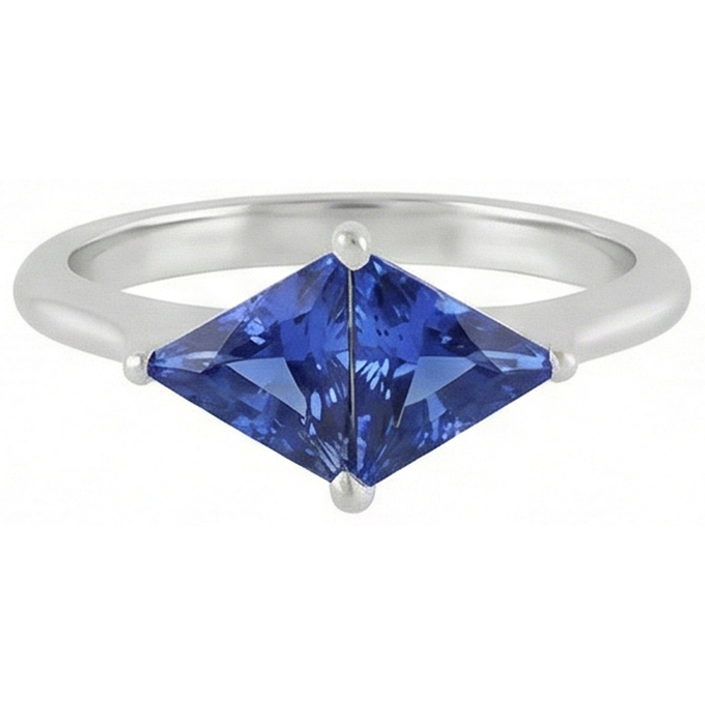 Natural Real ( Not Lab Grown )  Trillion Cut Sapphire Gemstone Ring 2 Carats Ladies Jewelry Gold