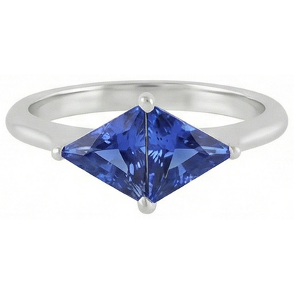 Natural Real ( Not Lab Grown )  Trillion Cut Sapphire Gemstone Ring 2 Carats Ladies Jewelry Gold