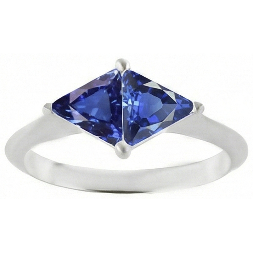 Natural Real ( Not Lab Grown )  Trillion Cut Sapphire Gemstone Ring 2 Carats Ladies Jewelry Gold