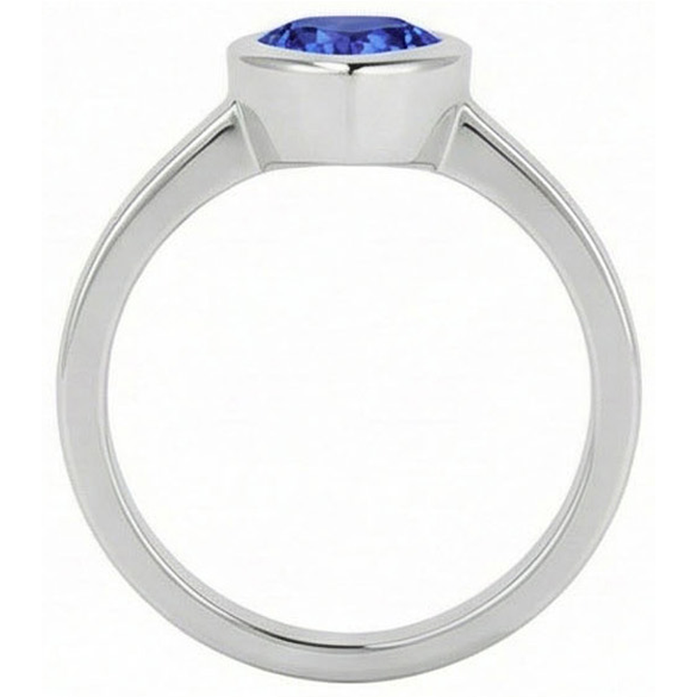 Natural Real ( Not Lab Grown )  Trillion Cut Sapphire Ring In Bezel Set