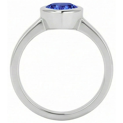 Natural Real ( Not Lab Grown )  Trillion Cut Sapphire Ring In Bezel Set