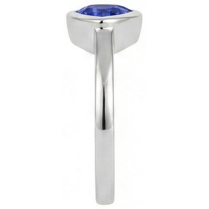 Natural Real ( Not Lab Grown )  Trillion Cut Sapphire Ring In Bezel Set