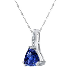 Trillion Gemstone & Natural Earth Mined Diamond Pendant Double Prong Set