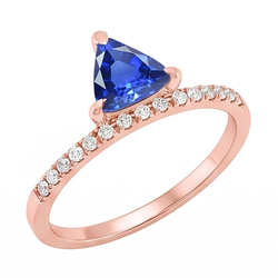 Trillion Gemstone Ring Prong Set Blue Sapphire 1.50 Carats Natural Earth Mined Diamonds