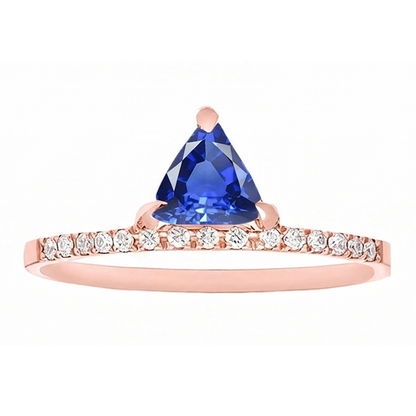 Trillion Gemstone Ring Prong Set Blue Sapphire 1.50 Carats Natural Earth Mined Diamonds
