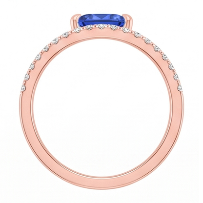 Trillion Gemstone Ring Prong Set Blue Sapphire 1.50 Carats Natural Earth Mined Diamonds