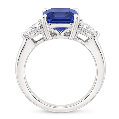 Trillion Natural Earth Mined Diamond Radiant Sapphire Gemstone Ring Tapered Shank 3 Carats