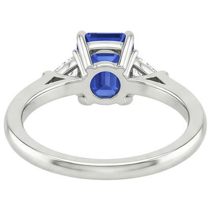 Trillion Natural Earth Mined Diamond & Ceylon Sapphire Emerald 3 Stones Ring 3.25 Carats
