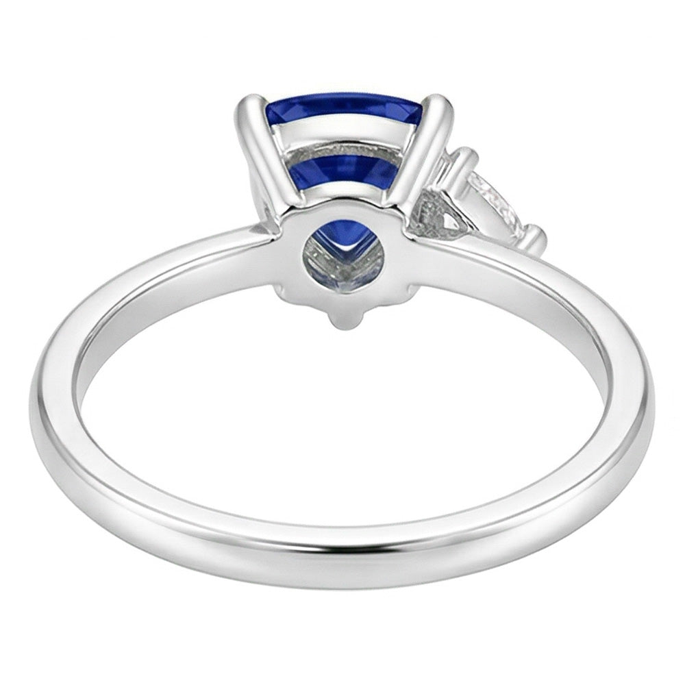 Trillion Sapphire & Natural Earth Mined Diamond Ring 1.25 Carats Women’s Jewelry