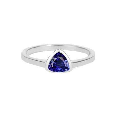 Trillion Cut Sapphire Ring In Bezel Set 