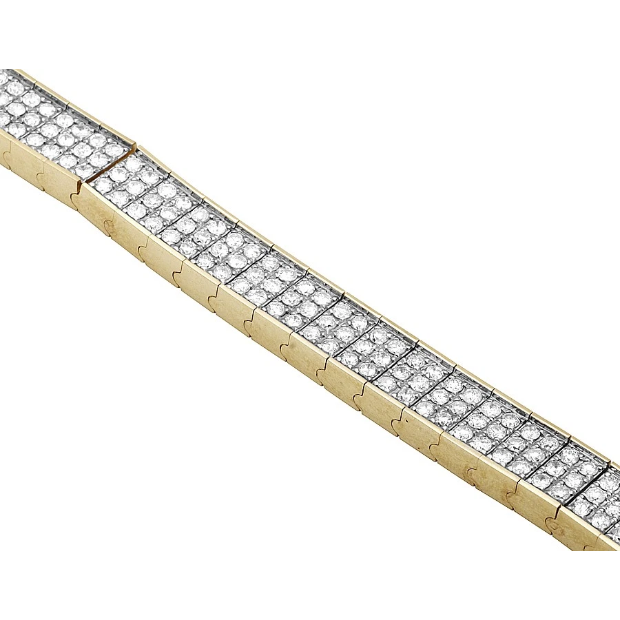 Triple Row 8.10 Ct Round Cut Natural Earth Mined Diamonds Tennis Bracelet Yellow Gold