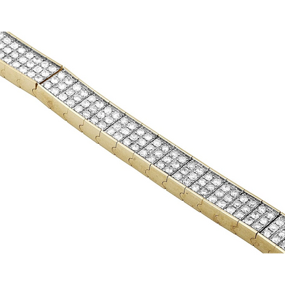 Triple Row 8.10 Ct Round Cut Natural Earth Mined Diamonds Tennis Bracelet Yellow Gold