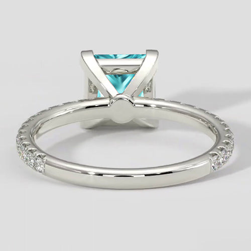 Natural Real ( Not Lab Grown )  Tropical Blue Cushion Paraiba Ring