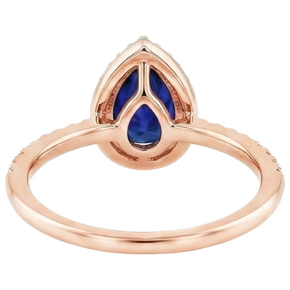 Two Tone Ceylon Pear Sapphire Natural Earth Mined Diamond Engagement Ring 6 Carats New