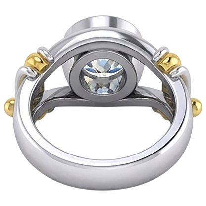 Two Tone Diamond Solitaire Mens Ring Bezel Set 2 Carats