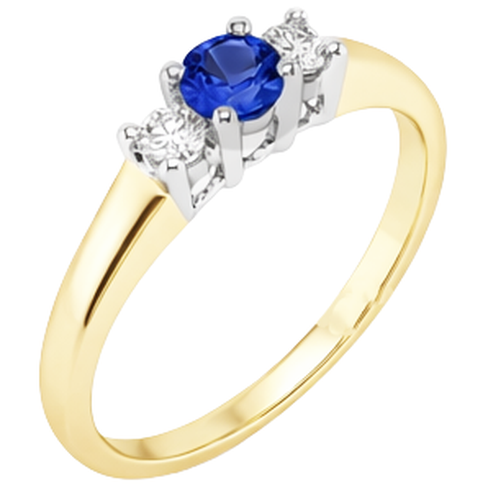 Two Tone Engagement Ring 2 Carats Round Natural Earth Mined Diamond Tanzanite Three stone