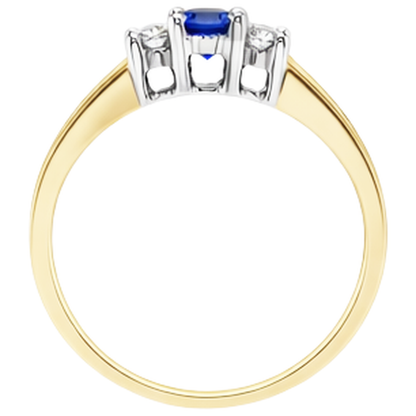 Two Tone Engagement Ring 2 Carats Round Natural Earth Mined Diamond Tanzanite Three stone