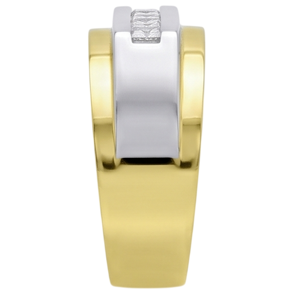 Two Tone Gold 10K Men Ring Band Princess Diamond 0.72 Carats