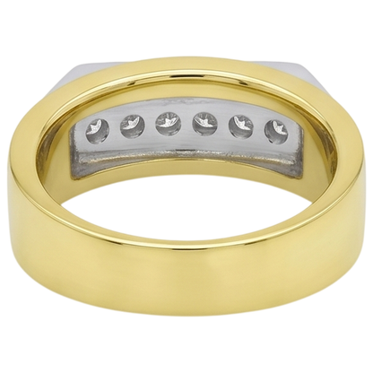Two Tone Gold 10K Men Ring Band Princess Diamond 0.72 Carats