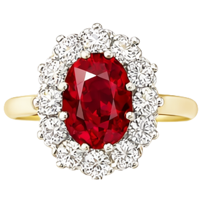 Two Tone Gold 14K 4.75 Ct Red Ruby With Natural Earth Mined Diamonds Ring New