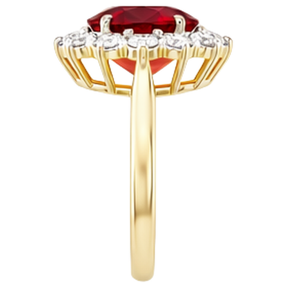 Two Tone Gold 14K 4.75 Ct Red Ruby With Natural Earth Mined Diamonds Ring New