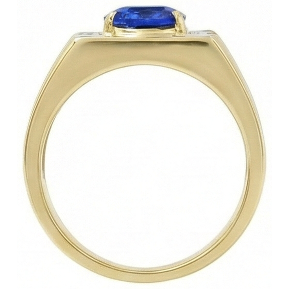 Two Tone Gold 14K Oval Sapphire & Round Natural Earth Mined Diamond Ring 2.30 Ct.