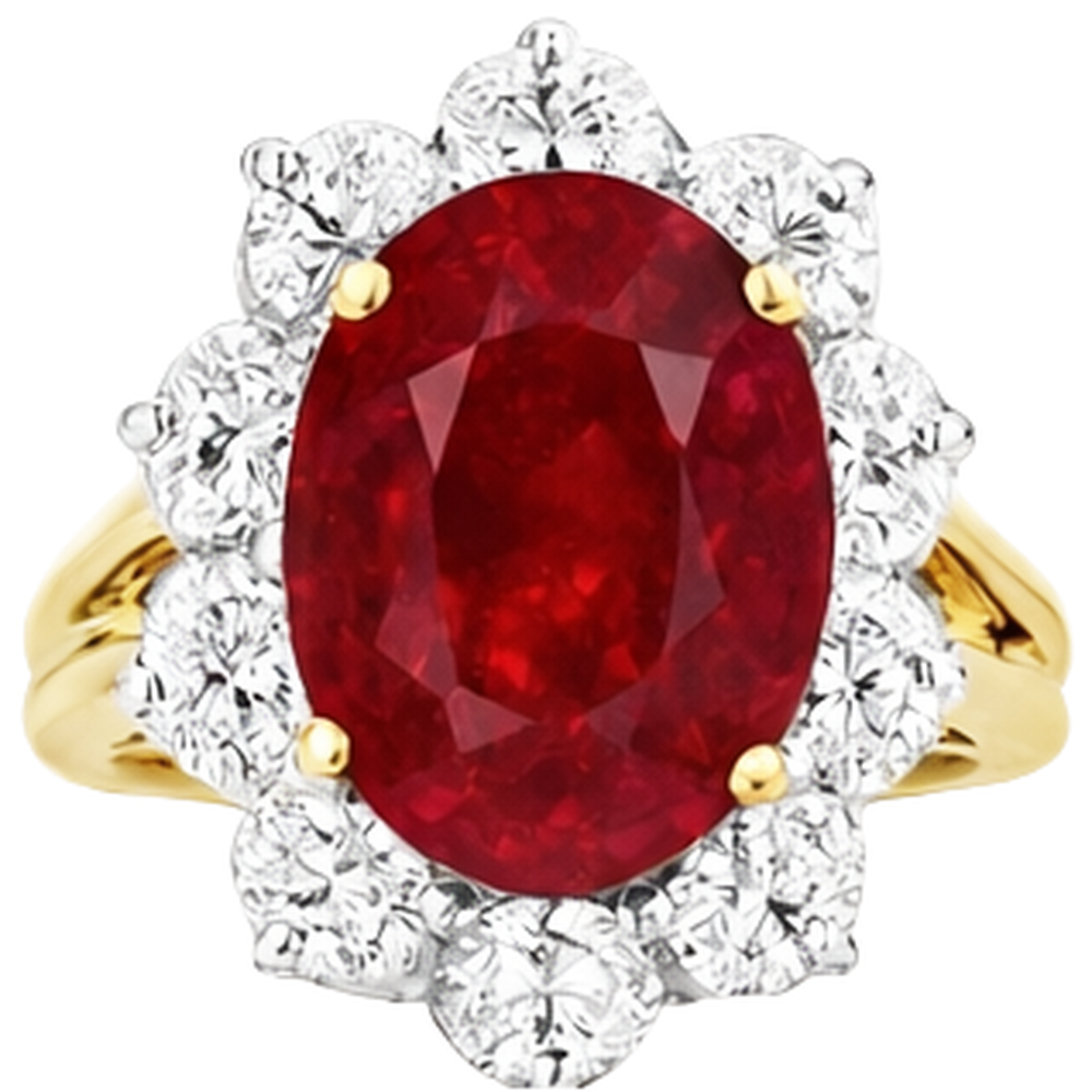Two Tone Gold 3.50 Ct Brilliant Cut Ruby With Natural Earth Mined Diamonds Ring New