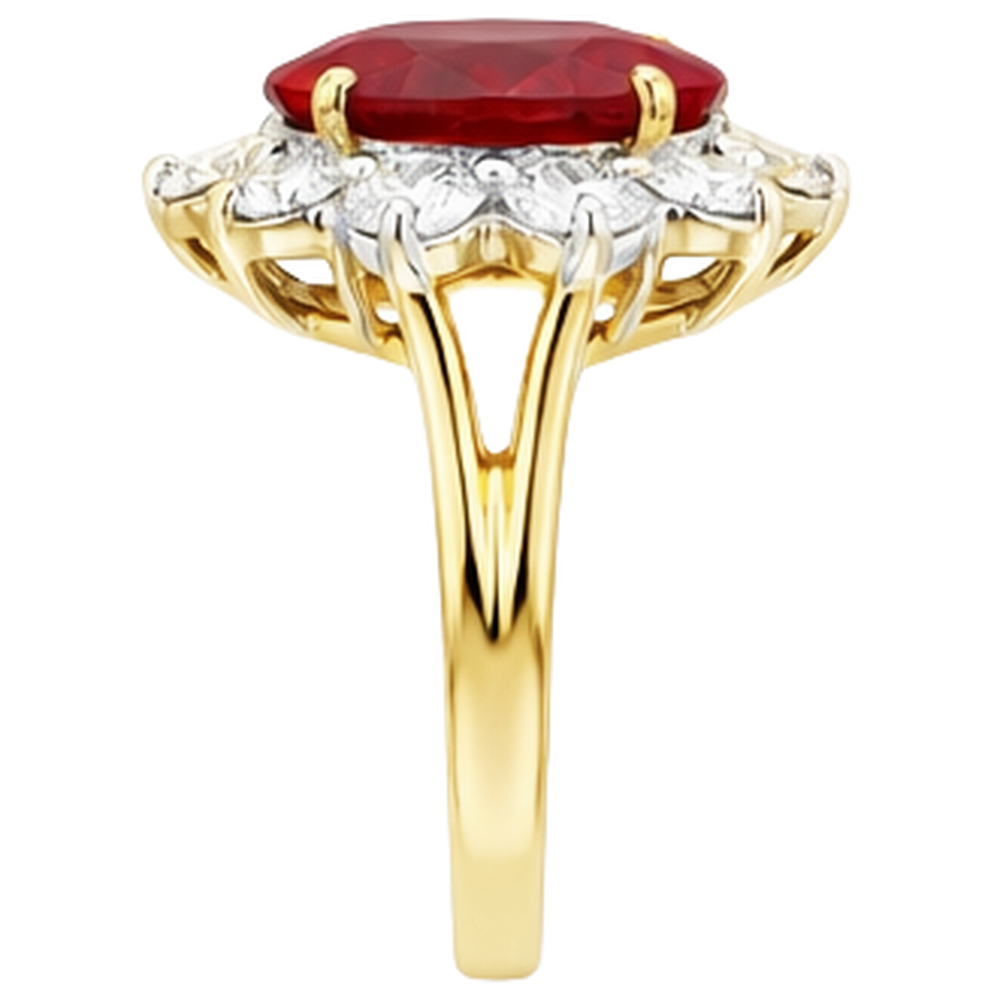 Two Tone Gold 3.50 Ct Brilliant Cut Ruby With Natural Earth Mined Diamonds Ring New