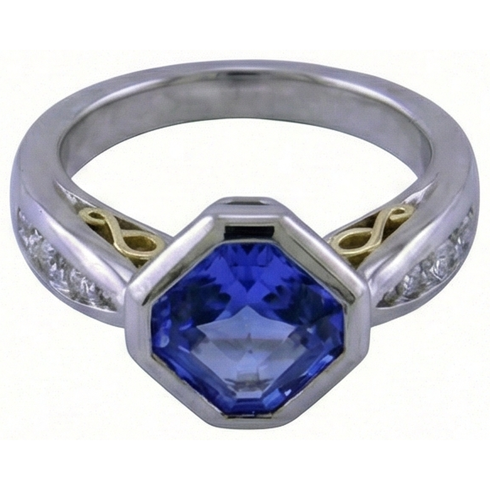 Two Tone Gold Emerald Tanzanite Natural Earth Mined Diamond Ring Bezel 3.75 Carats