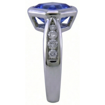 Two Tone Gold Emerald Tanzanite Natural Earth Mined Diamond Ring Bezel 3.75 Carats