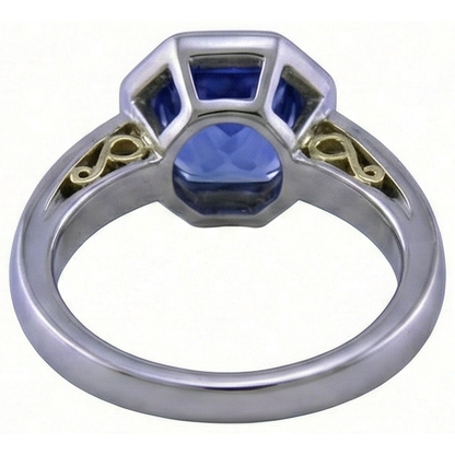 Two Tone Gold Emerald Tanzanite Natural Earth Mined Diamond Ring Bezel 3.75 Carats