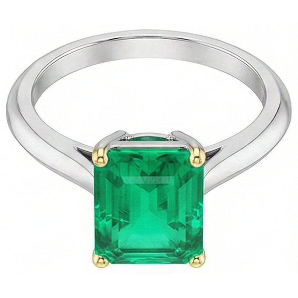 Natural Real ( Not Lab Grown ) Two Tone Gold Gemstone Ring Green Emerald GIA Solitaire