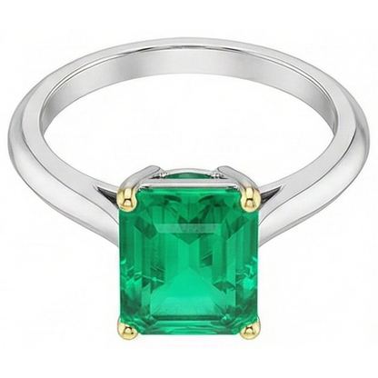 Natural Real ( Not Lab Grown ) Two Tone Gold Gemstone Ring Green Emerald GIA Solitaire