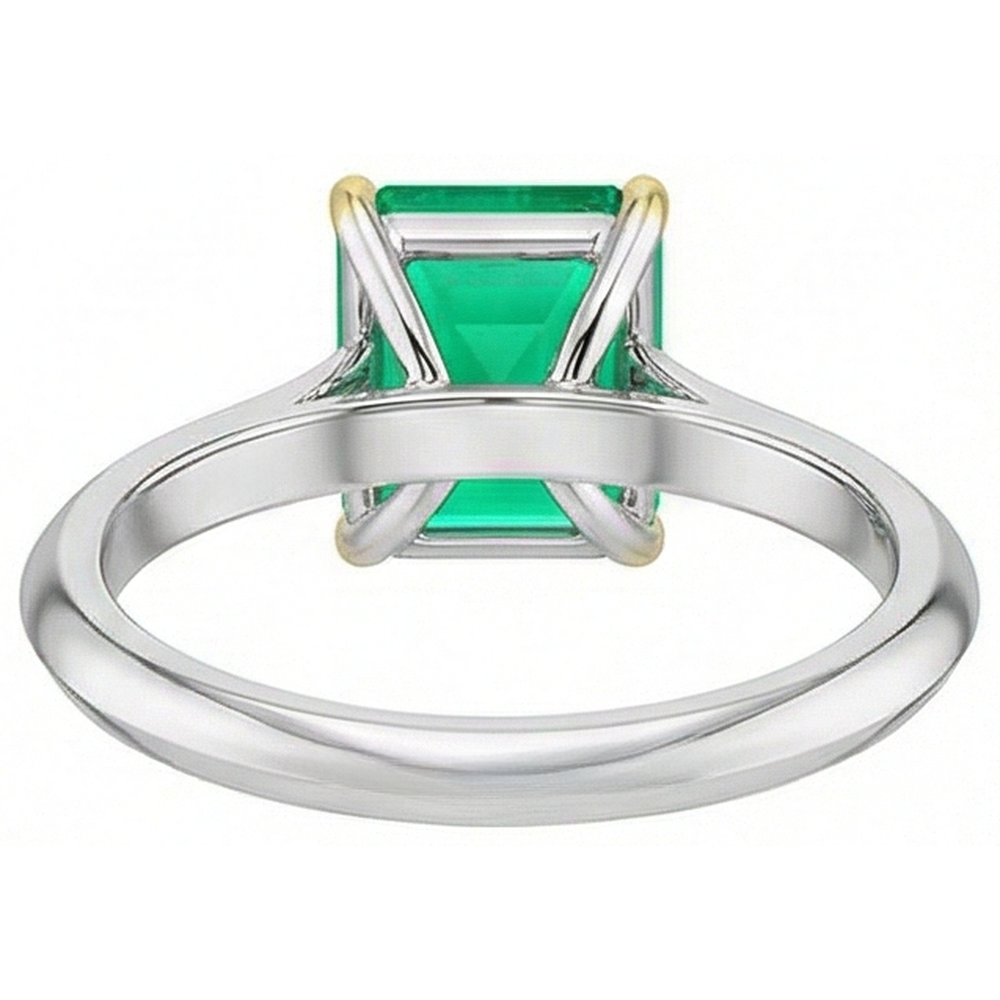 Natural Real ( Not Lab Grown ) Two Tone Gold Gemstone Ring Green Emerald GIA Solitaire