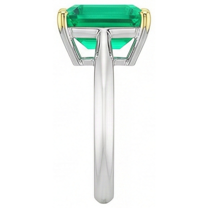 Natural Real ( Not Lab Grown ) Two Tone Gold Gemstone Ring Green Emerald GIA Solitaire
