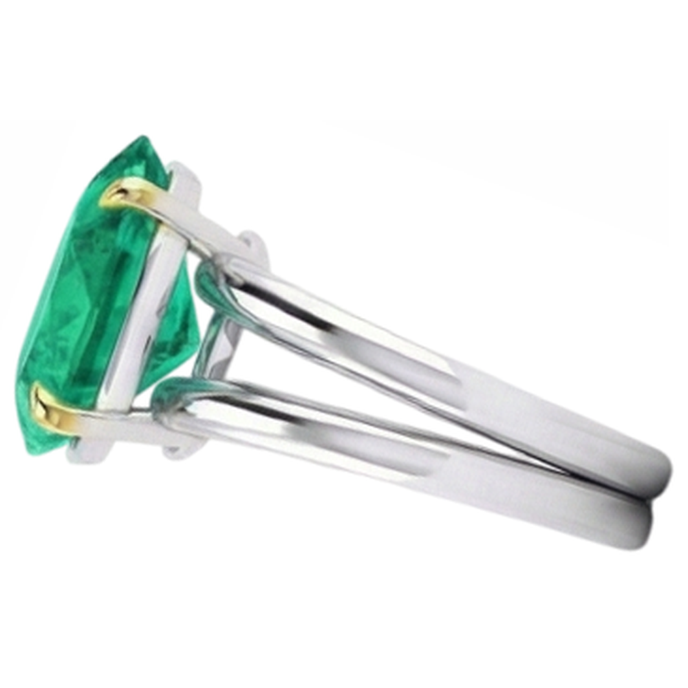 Natural Real ( Not Lab Grown ) Two Tone Gold Women’s Ring Pear Green Emerald GIA