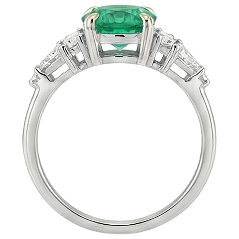 Natural Real ( Not Lab Grown ) Two Tone Green Emerald GIA Diamond Ring Birthstone Jewelry